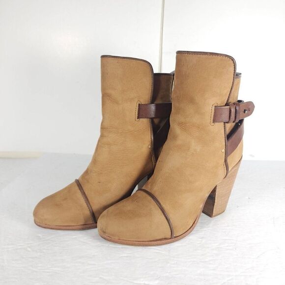 Rag & Bone Women's Harrow US6,5 EU37 Tan Suede Cap Toe Heel Ankle Boots - Picture 1 of 14